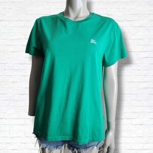 Burberry Kelly Green Cotton Short Sleeve Embroidered Tee Shirt Size M